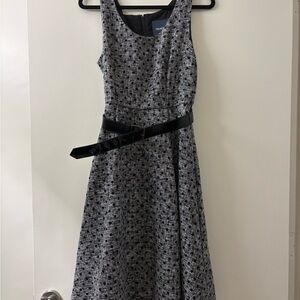 Modcloth Black and Gray Textured Midi Dress